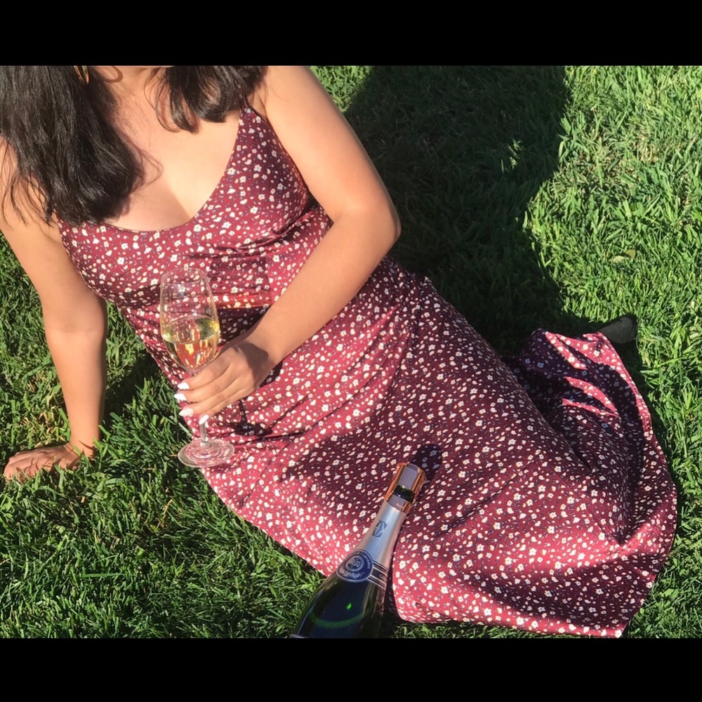 Floral print satin midi dress